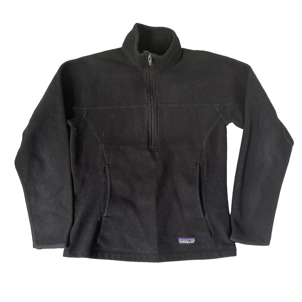 Patagonia Jacket Womens Small Black Synchilla Fleece 1/4 Zip Pullover Outdoor